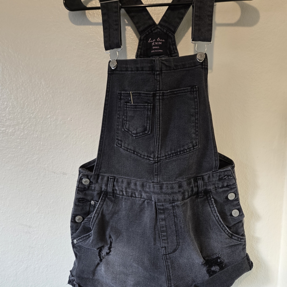 Love Tree Charcoal Denim Overalls